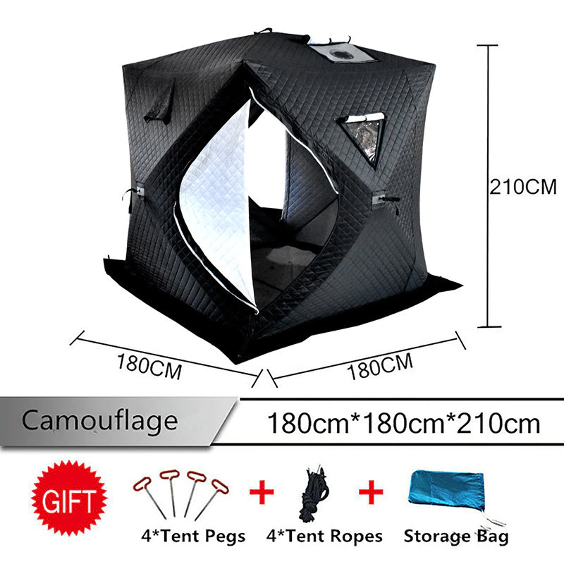 Cheap Goat Tents Outdoor Winter Fishing Tent Warm Cotton Ice Fishing Tent Thickened Camping Shelter House Sauna Tent 1.8*1.8*2.1m 2Door 3 4Person Tents 